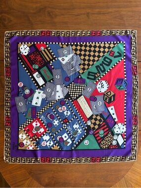 Fendi Casino Print Silk Scarf